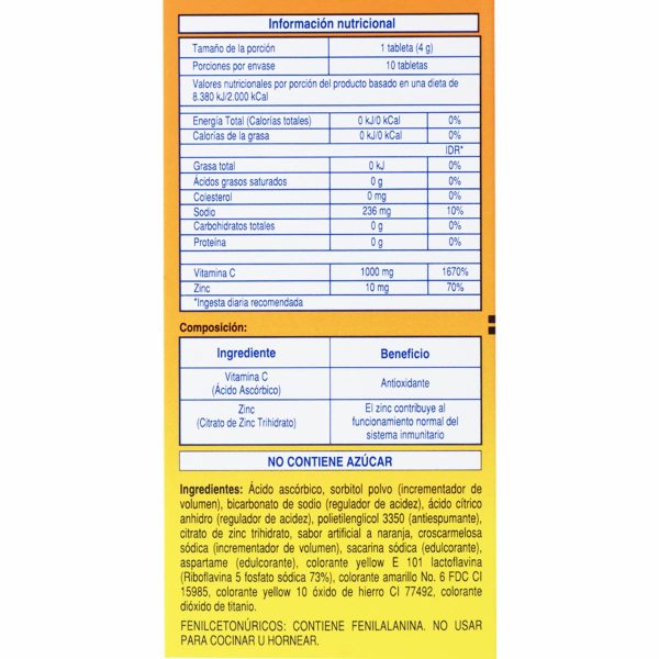 Vitamina C Zinc Naranja 1 G Sd MK - Image 2