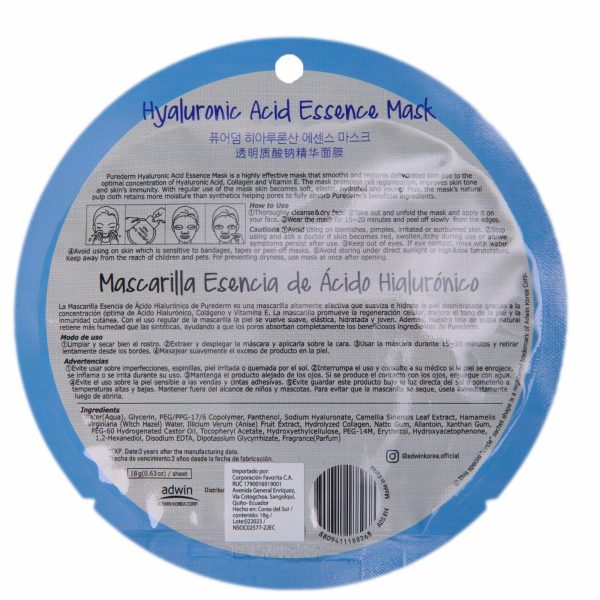 Mascarilla Facial Tipo Velo Con Ácido Hialurónico, Colágeno Y Vitamina E PUREDERM - Image 2