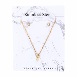 Juego De Bisutería De Collar Y Aretes Con Dije De Llave STAINLESS STEEL X 3 Uds