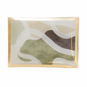 Bandeja Decorativa Verde Abstracto Rectangular FREE HOME Pequeño