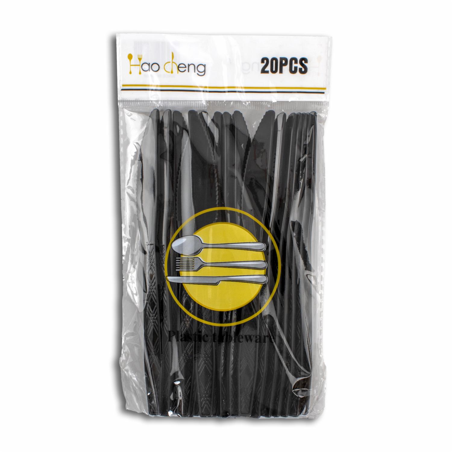 Cuchillo Plástico Negro PARTY X 20 Uds