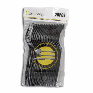 Tenedor Plástico Negro PARTY X 20 Uds