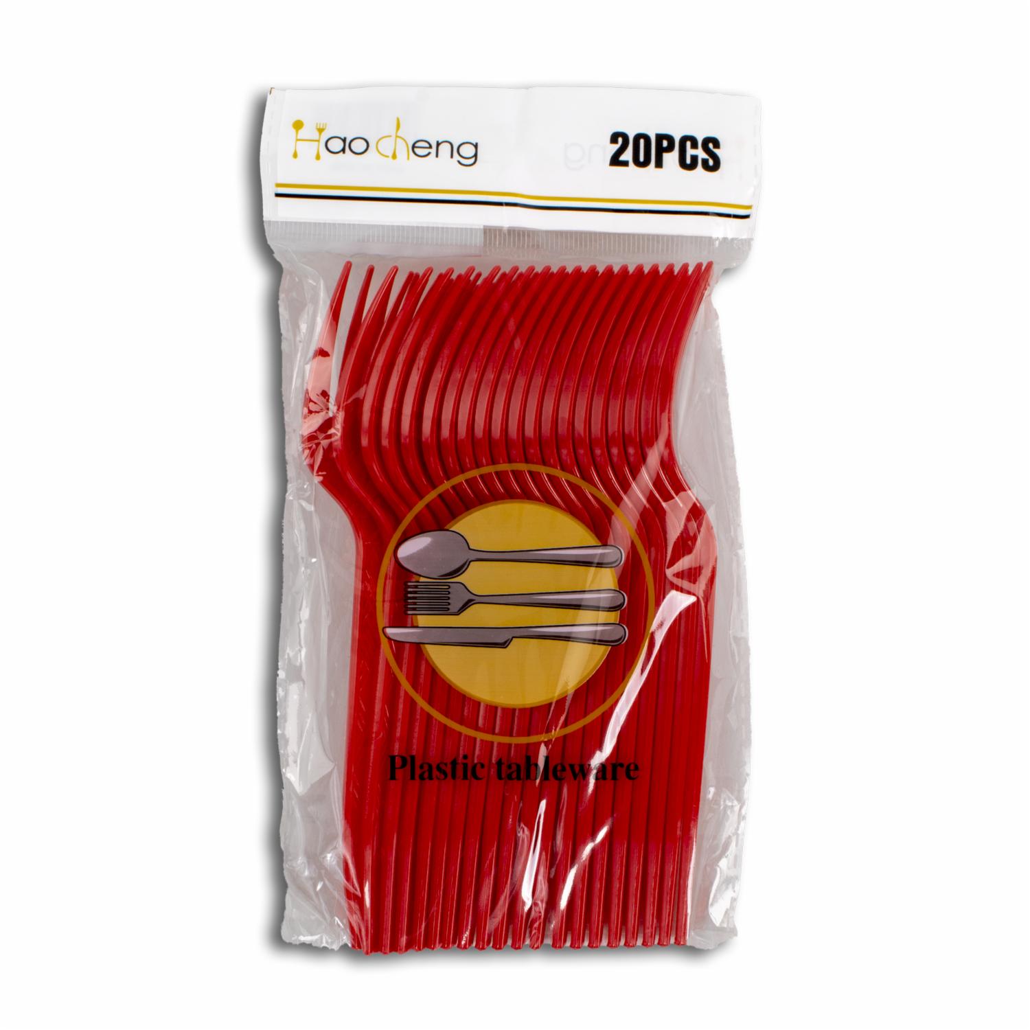 Tenedor Plástico Rojo PARTY X 20 Uds