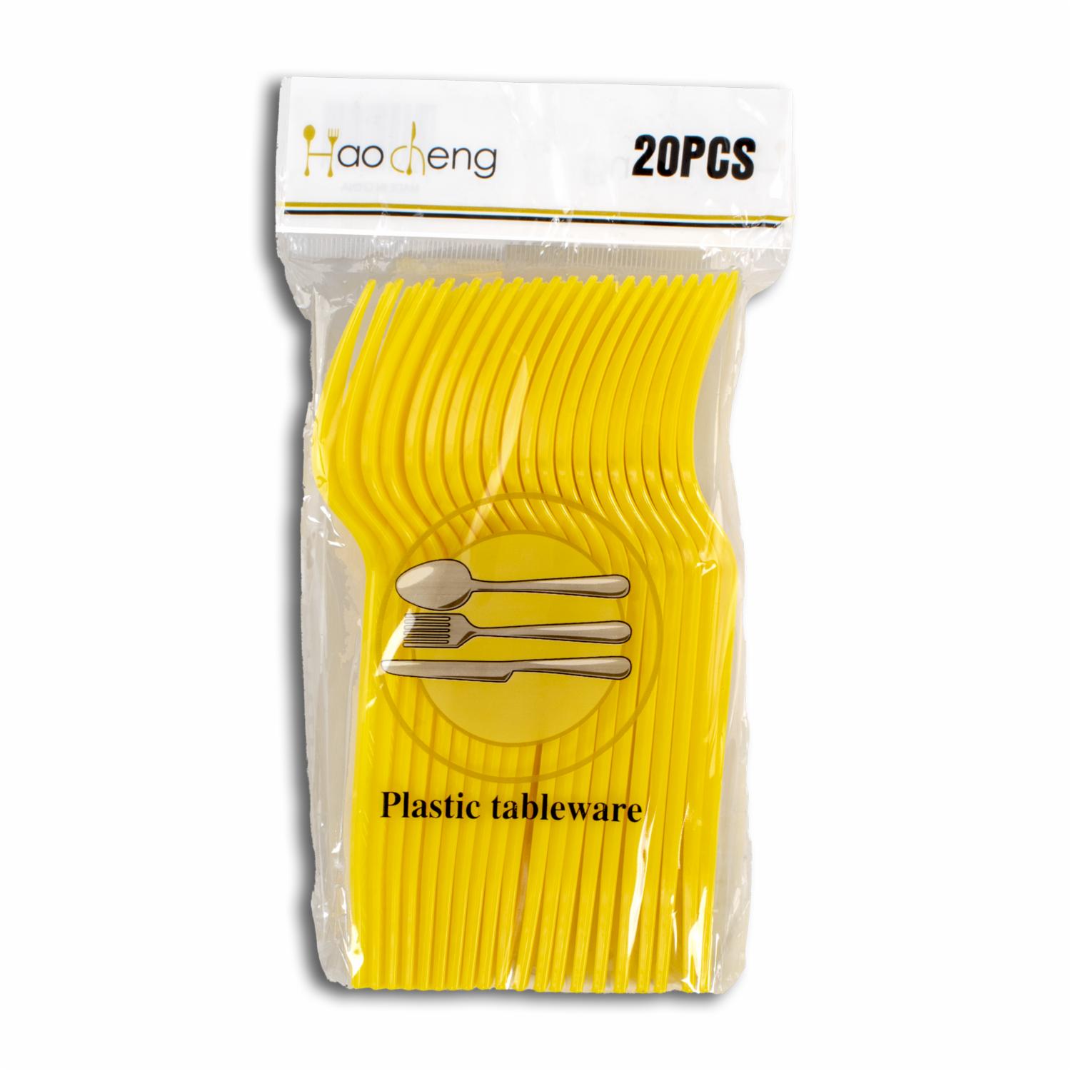 Tenedor Plástico Amarillo PARTY X 20 Uds