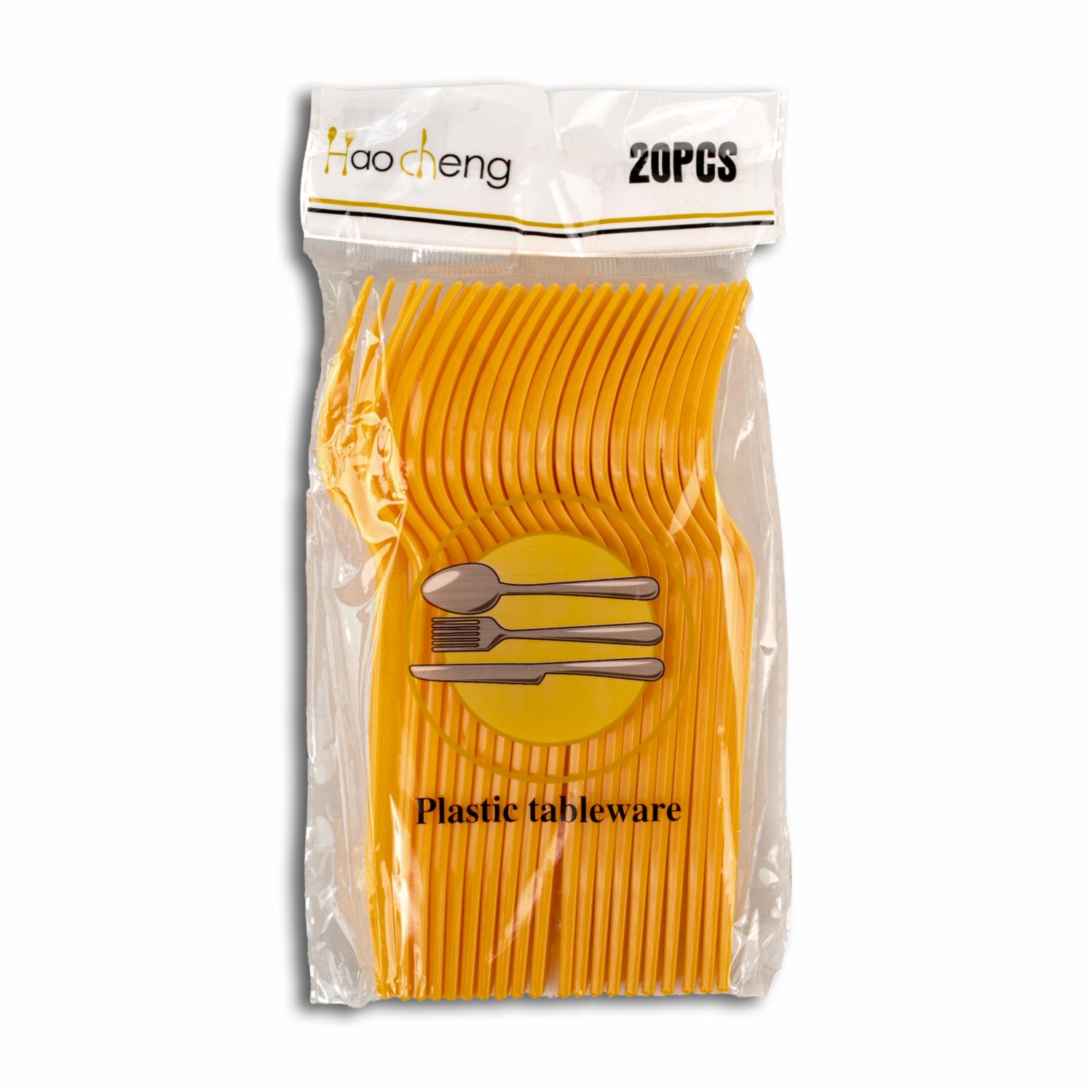 Tenedor Plástico Naranja PARTY X 20 Uds