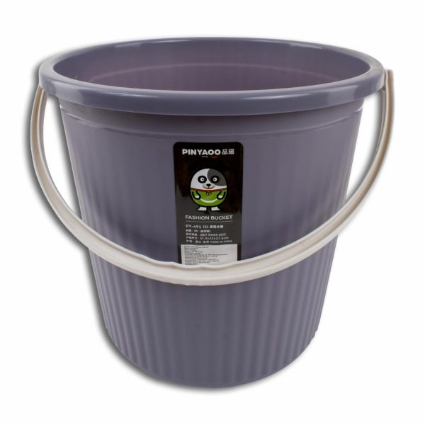 Balde Plástico Multiuso Color Morado Verde HONG YA - Image 2