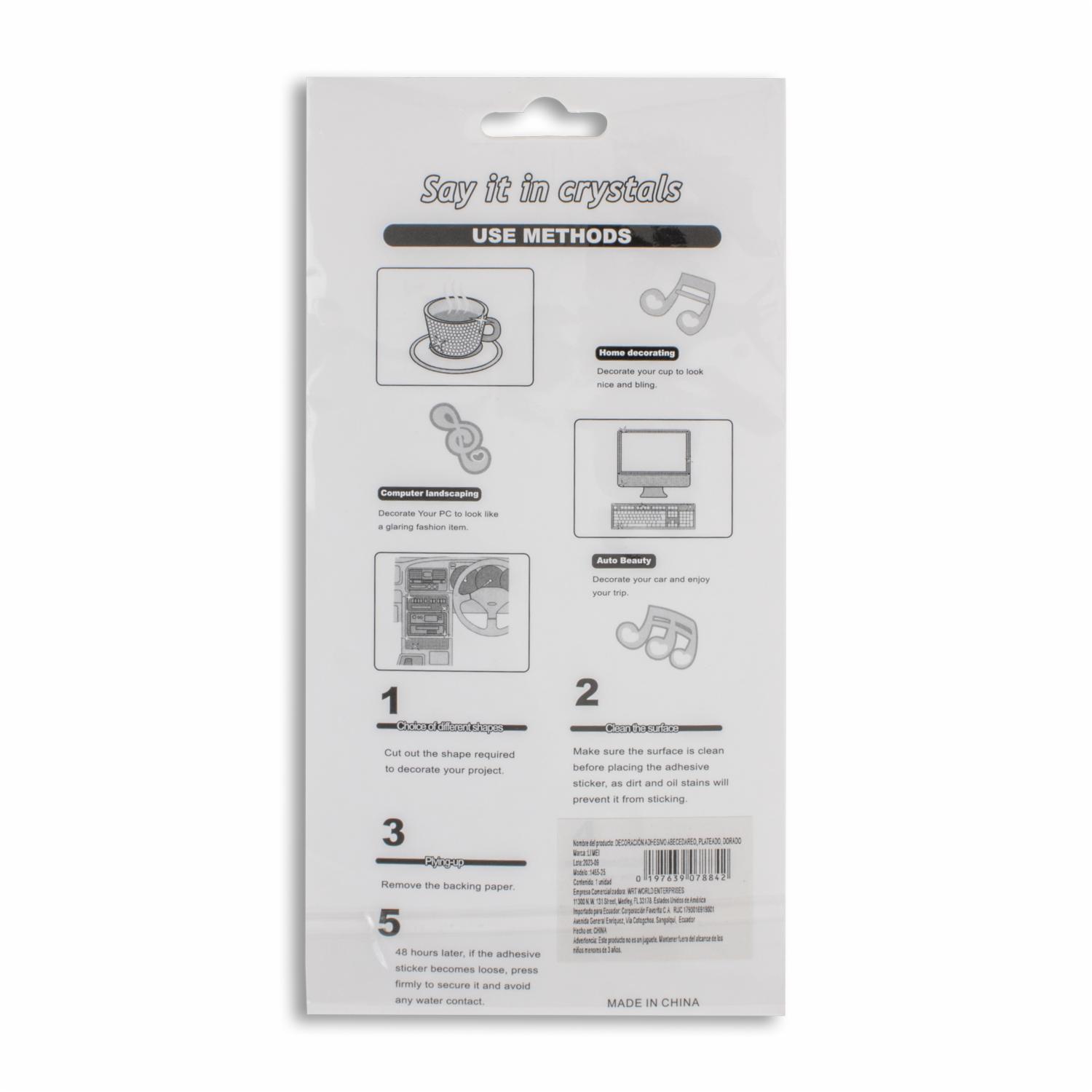 Abecedario Adhesivo Plateado Y Dorado LAYITINCRYSTALS Unidad - Image 2