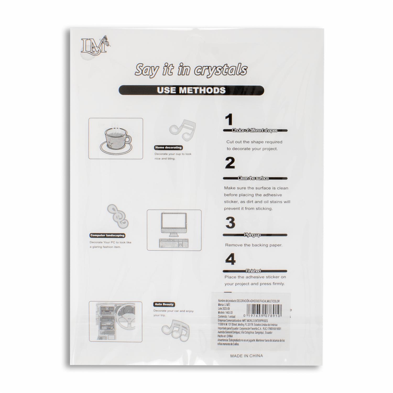 Adhesivo Facial Multicolores Rosas Celestes Turquesas LAYITINCRYSTALS Unidad - Image 2