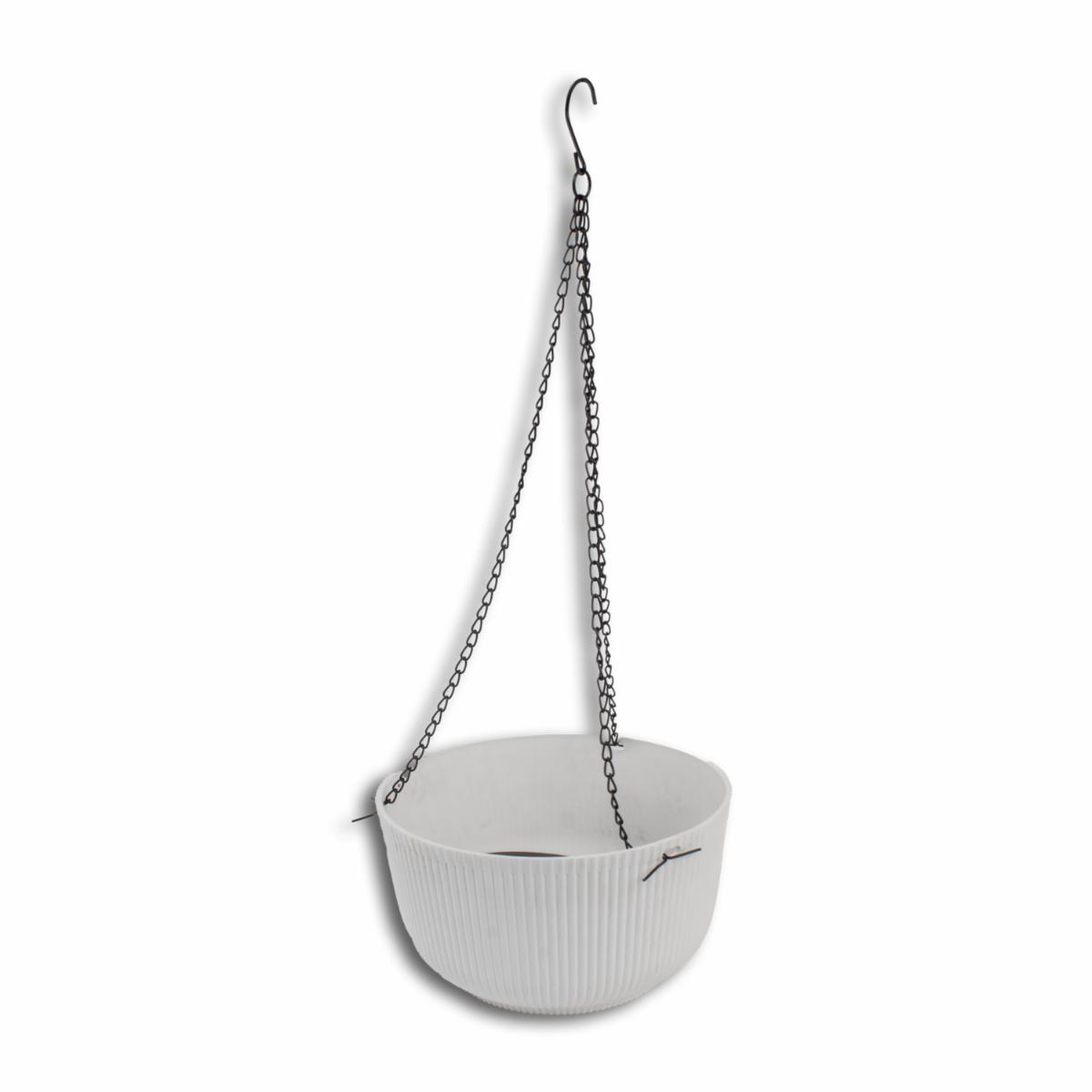 Maceta Colgante Rallada Color Blanco LPS 22.5 X 11.5 Cm