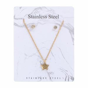 Juego De Bisutería De Collar Y Aretes Con Dije De Estrella STAINLESS STEEL X 3 Uds