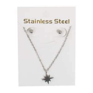 Juego De Bisutería De Collar Y Aretes Con Dije De Estrella STAINLESS STEEL X 3 Uds