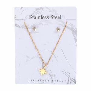 Juego De Bisutería De Collar Y Aretes Con Dije De Estrella STAINLESS STEEL X 3 Uds