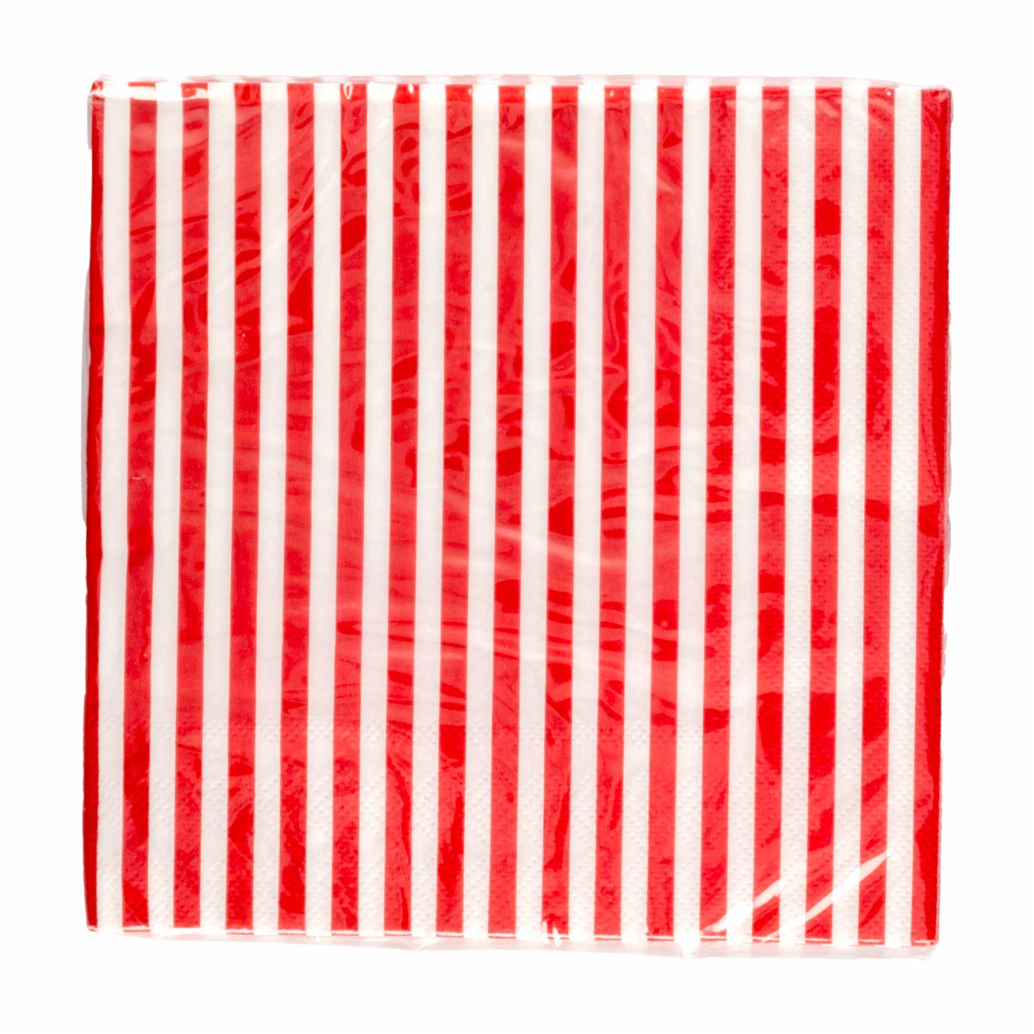 Servilleta Roja Rayas Blancas 33 X 33 Cm DFHO X 20 Uds