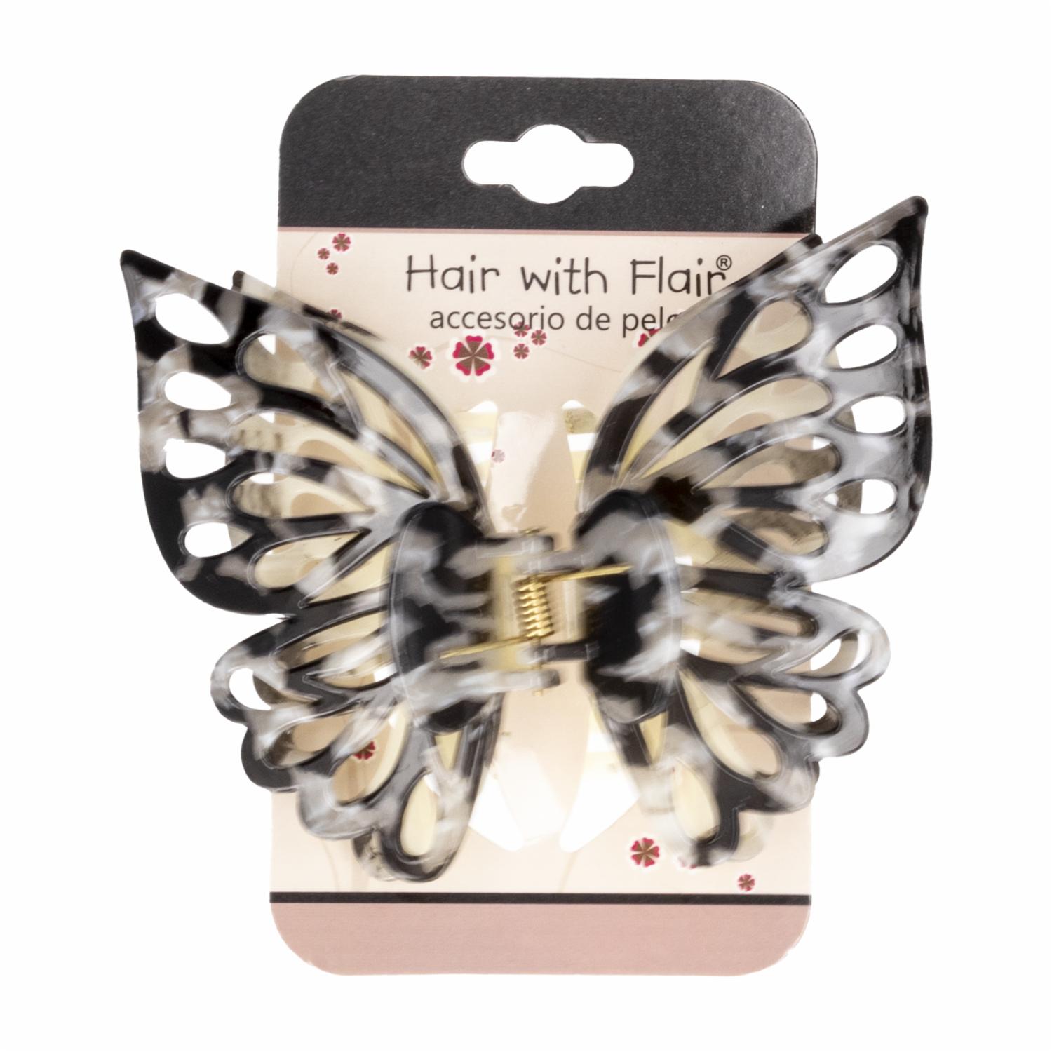Clip De Cabello De Mariposa Negro Con Blanco HAIR WITH FLAIR Unidad