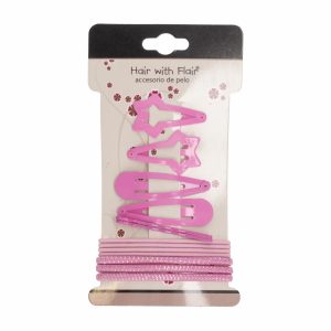 Kit Para Cabello De Ligas Y Vinchas Rosadas HAIR WITH FLAIR