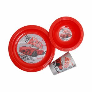 Set Desayuno Diseño Carro Rojo HEREVIN 3 Piezas
