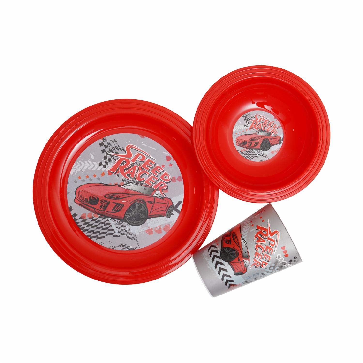 Set Desayuno Diseño Carro Rojo HEREVIN 3 Piezas