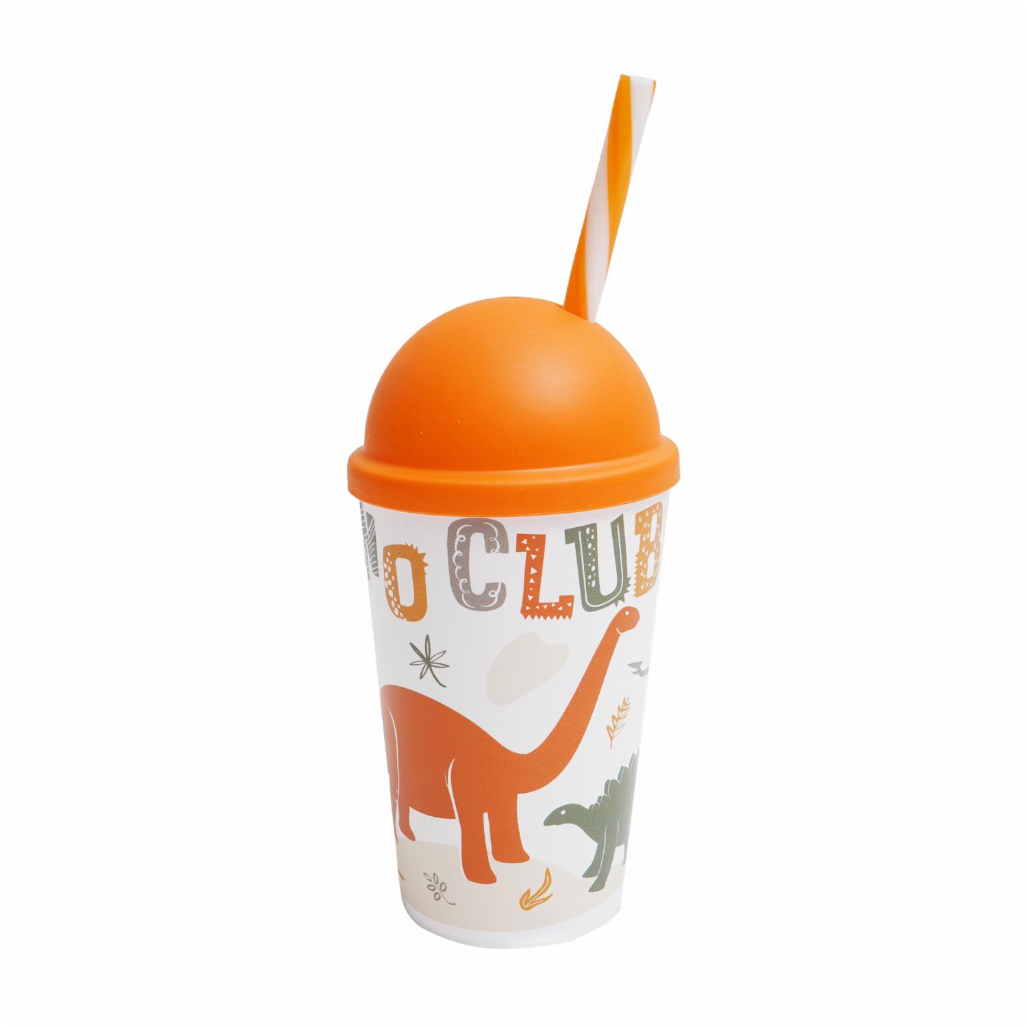 Vaso Con Tapa y Sorbete Diseño Dino Club HEREVIN 340 Ml