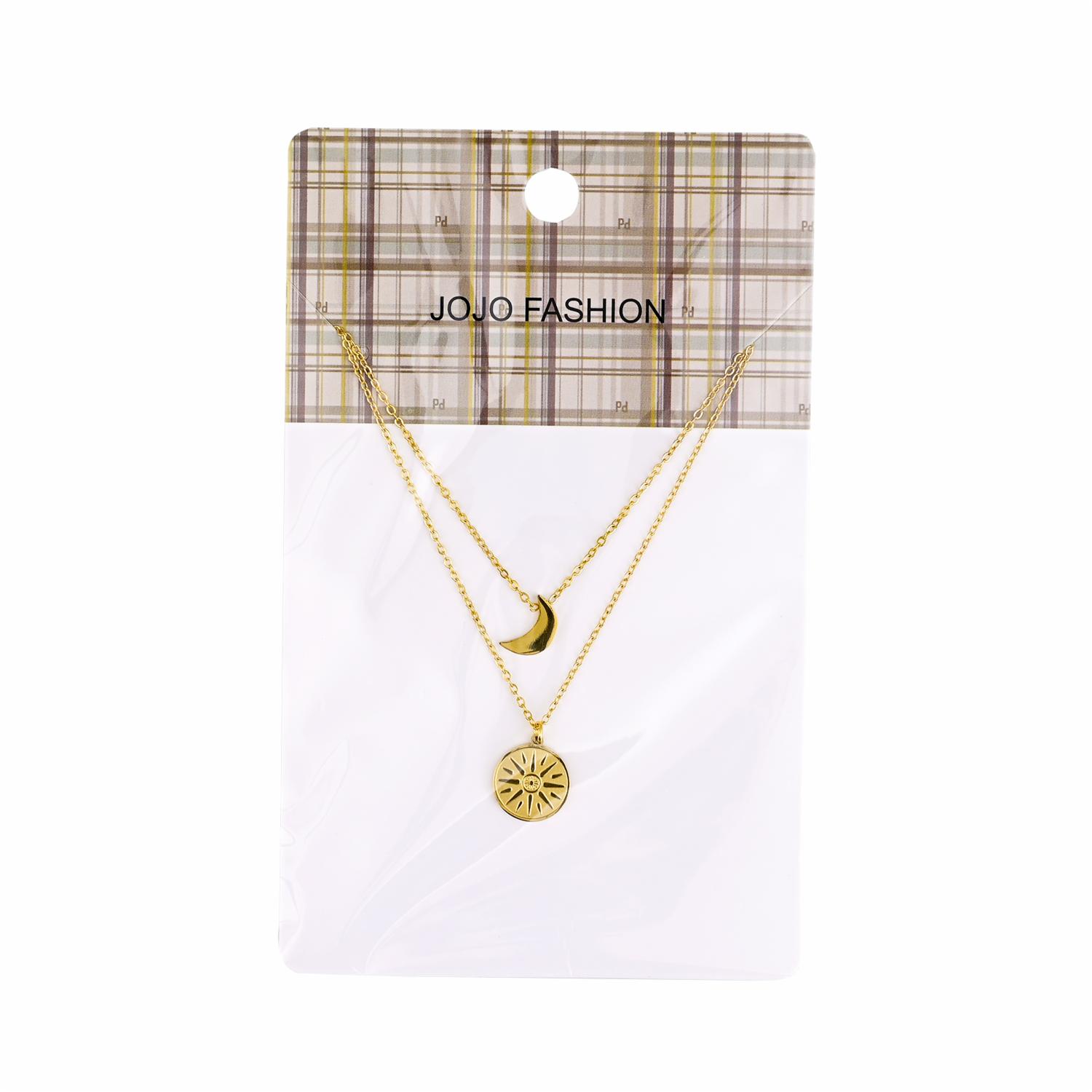Collar Para Dama Dijes Sol Y  Luna JOJO FASHION Dorado