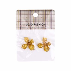 Aretes Diseño Flor Con Cristales JOJO FASHION Dorado