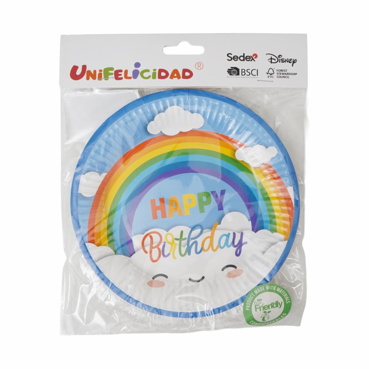 Plato Feliz Cumpleaños UNIFELICIDAD X 10 Uds