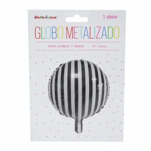 Globo Rayas Blanco Negro UNIFELICIDAD 18 Pulgadas