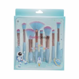 Brochas Para Maquillaje Set Azules De Cerdas Finas SWEET BEAUTY 8 Piezas