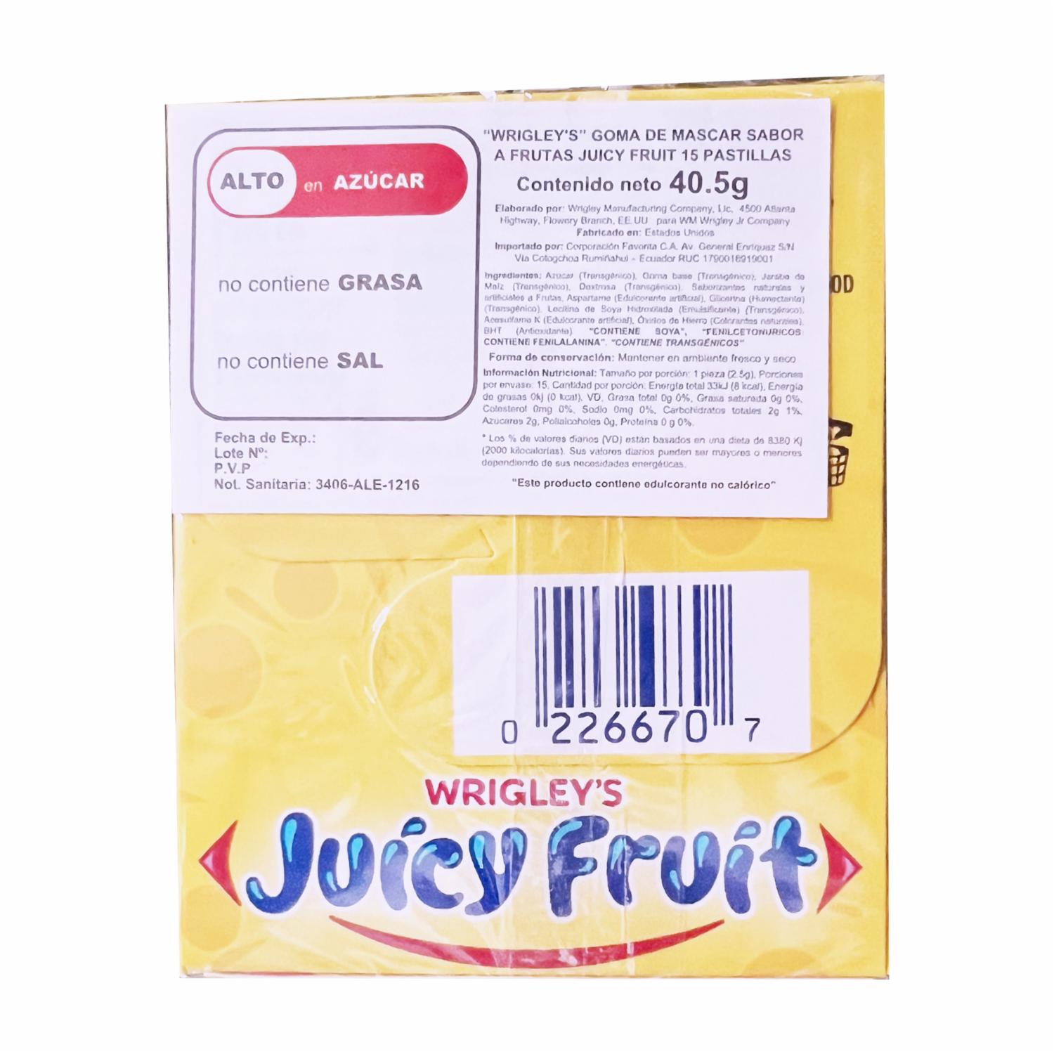 Chicles Sabor Juicyfruit WRIGLEY'S 40G - Image 2