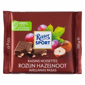 Chocolate Con Leche Avellanas Y Pasas RITTER SPORT Tableta