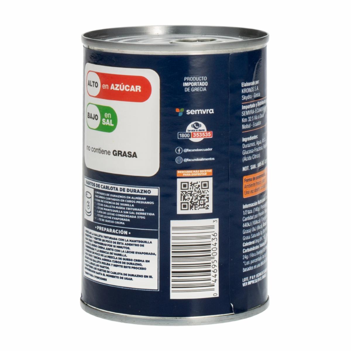 Duraznos En Mitades Enlatados FACUNDO 400 G - Image 2