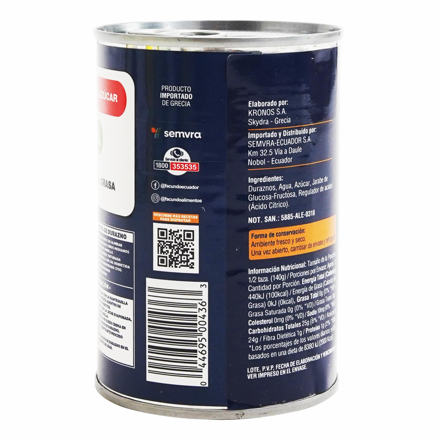 Duraznos En Mitades Enlatados FACUNDO 400 G - Image 4