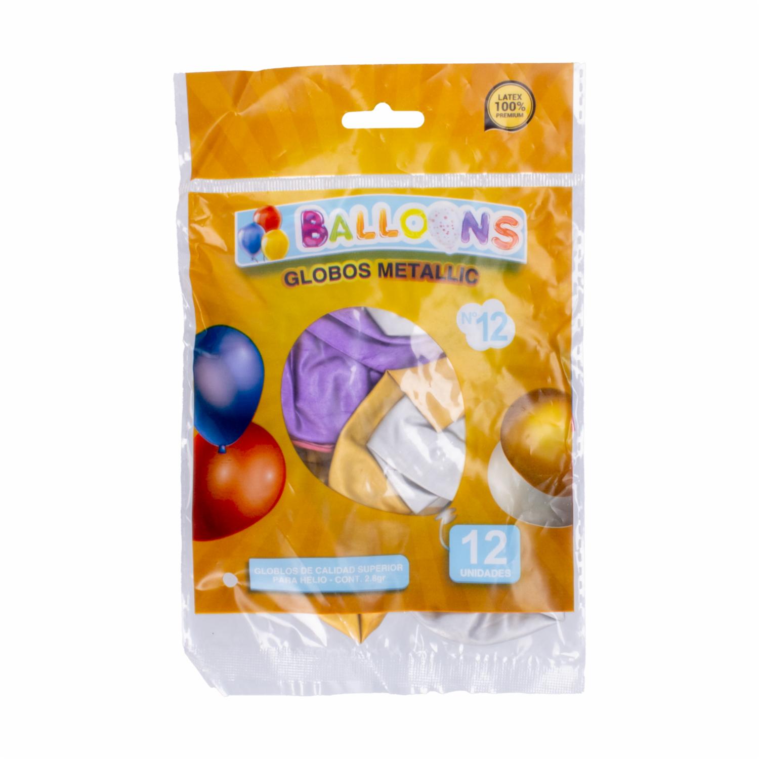 Globos De Látex Colores Metálicos Surtido BALLOONS X 12 Uds