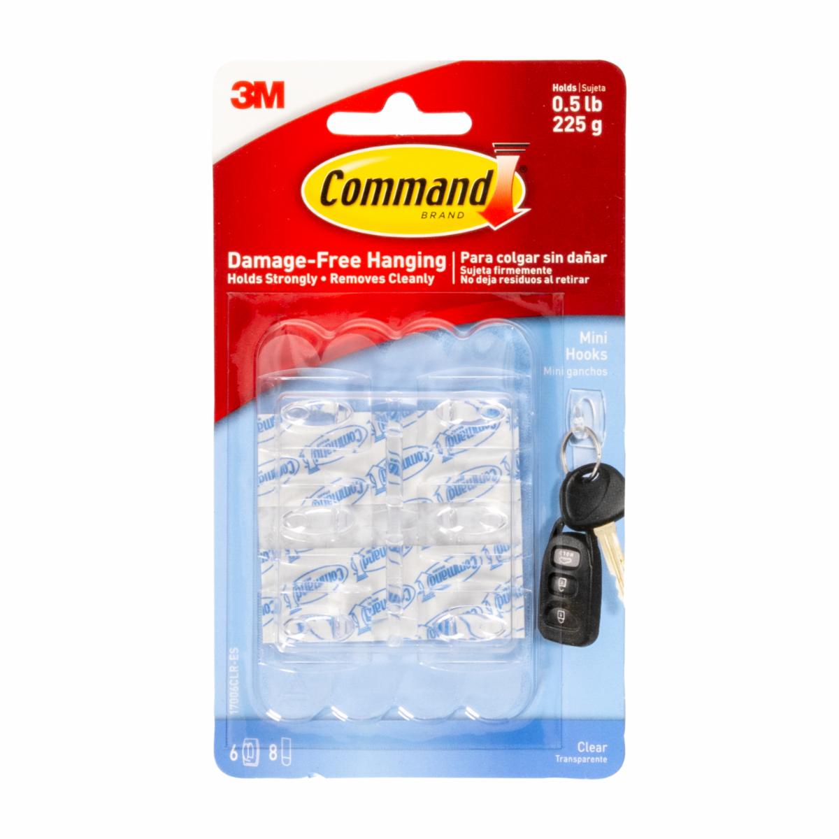 Gancho Mini Transparente 3M x 6 Uds