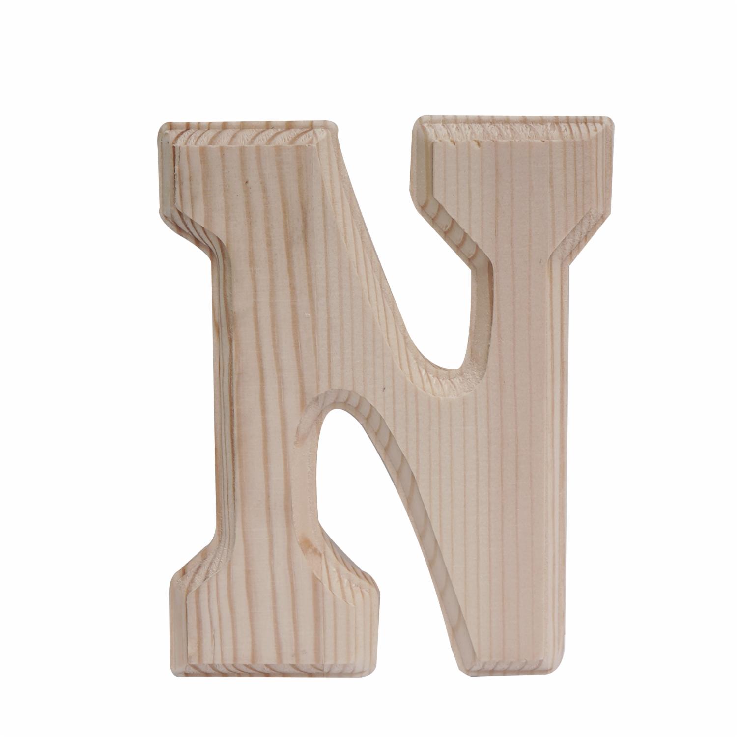 Letra N De Madera Natural LPS 6″