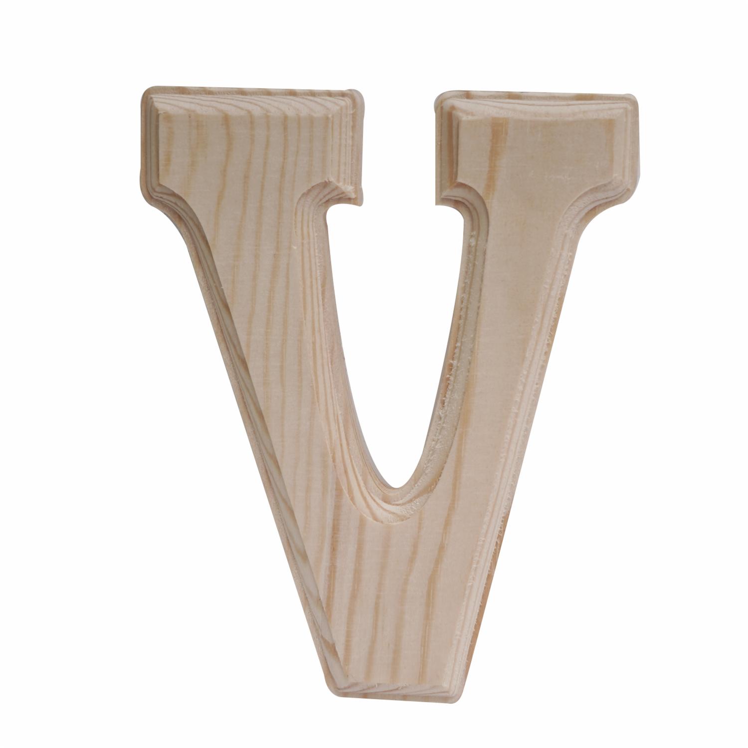 Letra V De Madera Natural LPS 6"