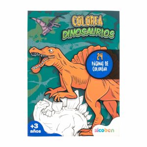 Libro Infantil Coloreo Dinosaurios Verde Oscuro SICOBEN Unidad