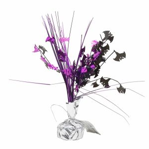 Centro De Mesa Decoración Para Halloween FRIGHT NIGHT Morado Y Negro