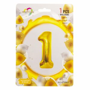 Globo Aluminio Dorado N1 16" IMPORTADORA CUMPLEAÑOS X 10 Unidades