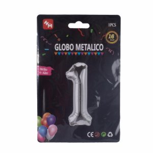 Globo Aluminio Plata N1 16" IMPORTADORA CUMPLEAÑOS Funda