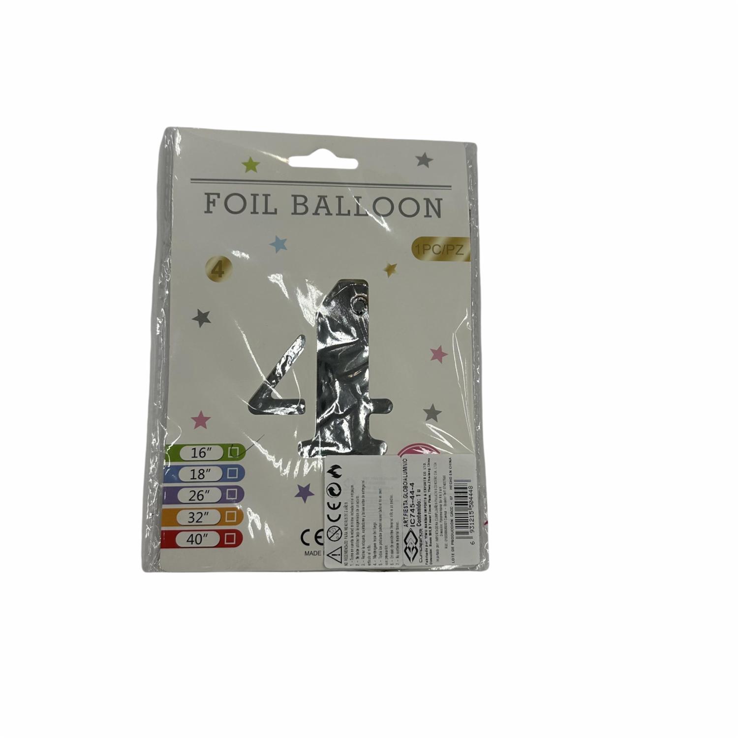 Globo Aluminio Plata N4 IMPORTADORA CUMPLEAÑOS 16"