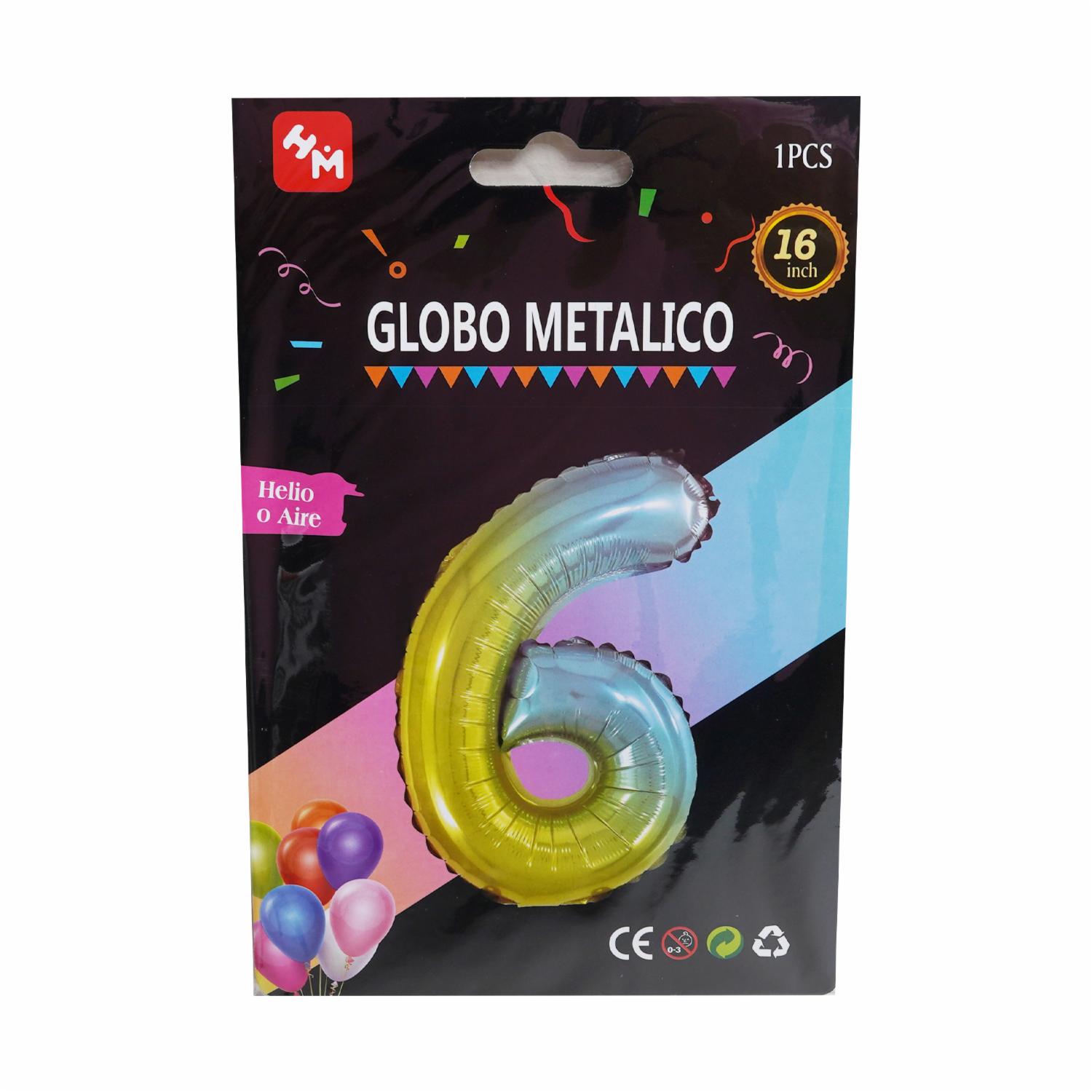 Globo Metálico Multicolor Nro. 6 IMPORTADORA CUMPLEAÑOS 16"