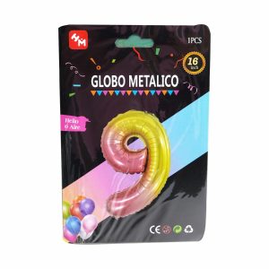 Globo Metálico Multicolor Nro. 9 IMPORTADORA CUMPLEAÑOS 16"