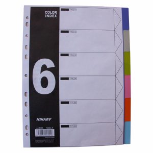 Separador De Hojas Plástico De 6 Colores KINARY A4 X 6 Uds
