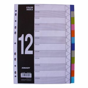 Separador De Hojas Plastico De 12 Colores KINARY