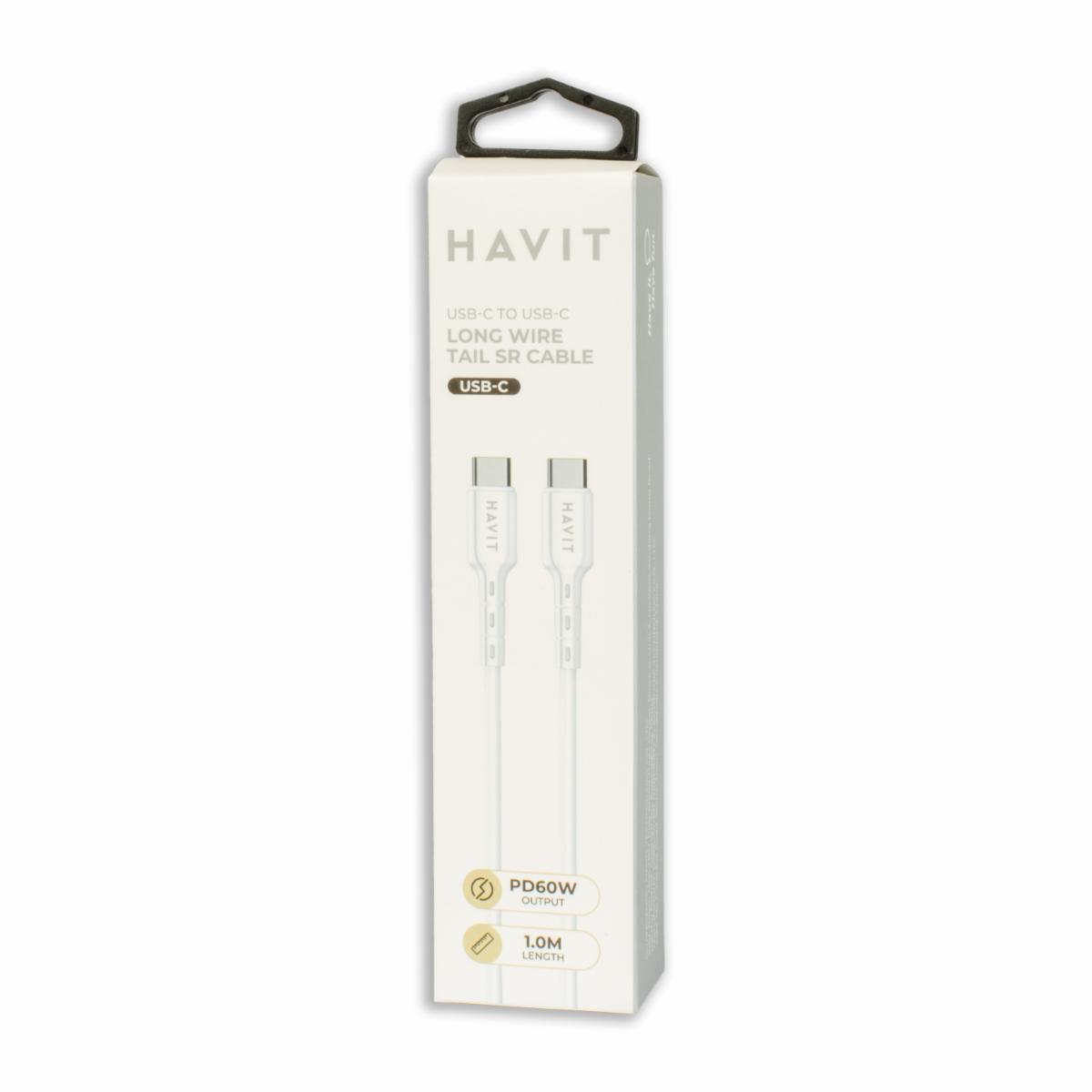 Cable USB-C A USB-C Blanco HAVIT 1 Metro