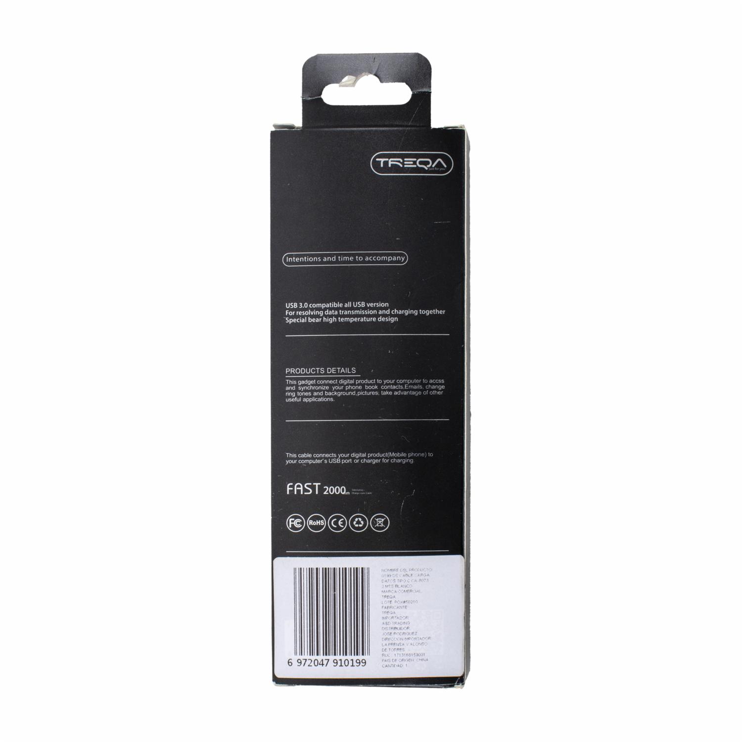 Cable Tipo C Blanco TREQA 2 Metros - Image 2