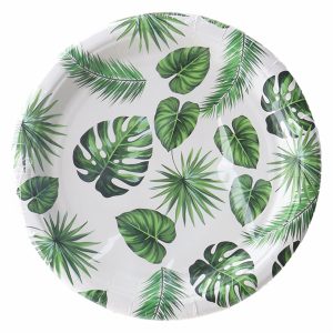 Plato Desechable Diseño Hojas IMPORTADORA CUMPLEAÑOS 17 Cm