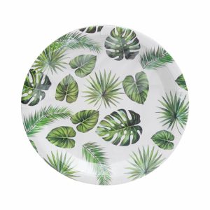 Plato Desechable Diseño Hojas IMPORTADORA CUMPLEAÑOS 10 Uds X 23 Cm