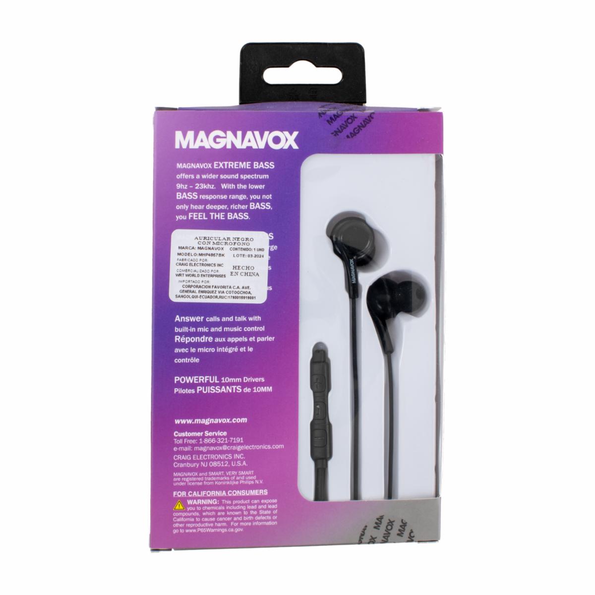 Audífonos Extreme Bass MHP4857BK MAGNAVOX Con Cable - Image 2