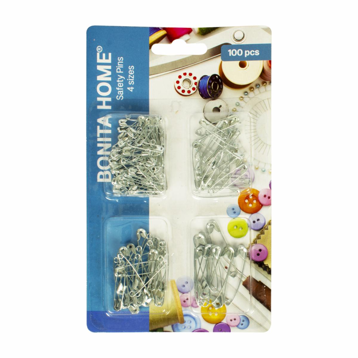 Imperdibles Metal 4 Tamaños BONITA HOME 100 Piezas